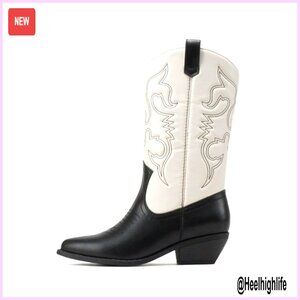 Western Cowboy Stitched Pointe Toe Low Heel Ankle Boots
